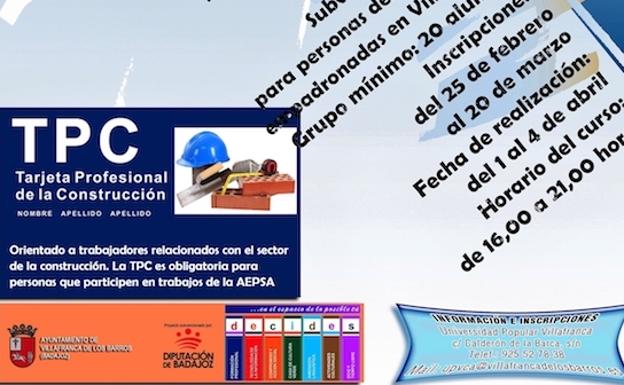 Últimos días para realizar inscripciones en el curso TPC - Especialidad Albañilería 20 horas